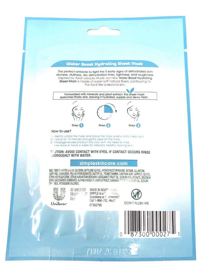 simple Water Boost Hydrating Sheet Mask 1 Mask (Bundle Of 2) - Image 4
