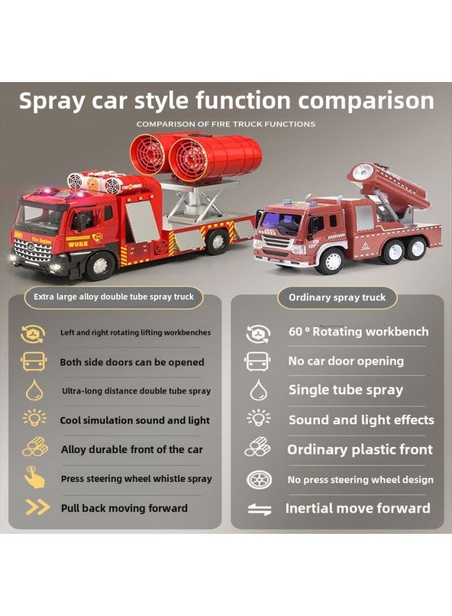 Oversized Spray Car Toy Fog Cannon Sprinkler Children Alloy Fire Rescue Engineering Car Model Boy Car-Color:Openable Alloy Spray Car With Support Legs [free Battery Screwdriver Set]  - Image 5