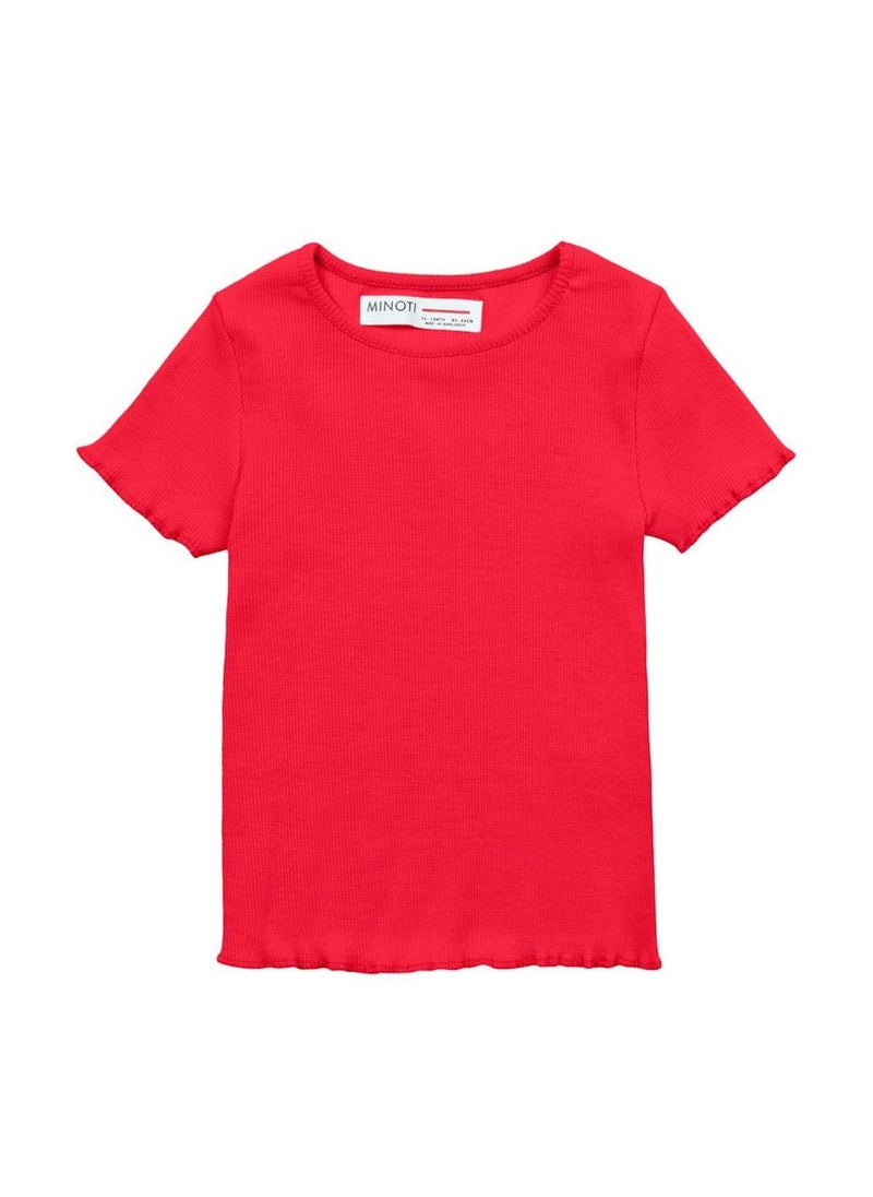 MINOTI Girls Ribbed Short Sleeve T-Shirt  - Image 2
