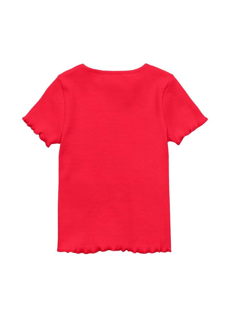 MINOTI Girls Ribbed Short Sleeve T-Shirt  - Image 3