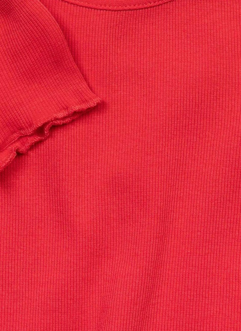 MINOTI Girls Ribbed Short Sleeve T-Shirt  - Image 4
