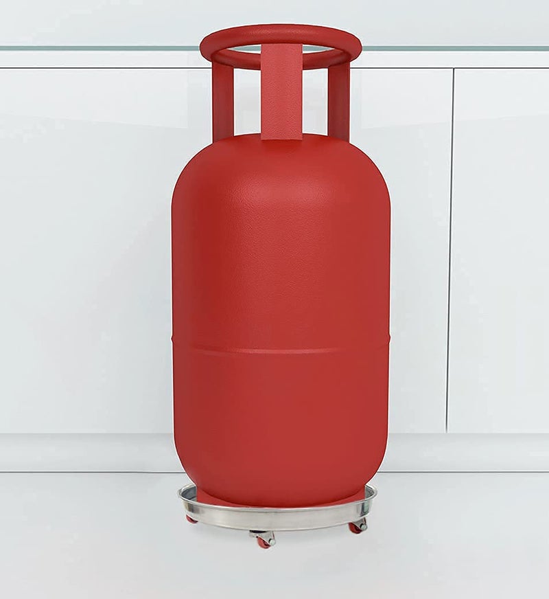 Konquer TimeS Stainless Steel Gas Cylinder Trolley With Wheels | Gas Trolly | Lpg Cylinder Stand With Rubber Protection | Plastic Wheels. - Image 5