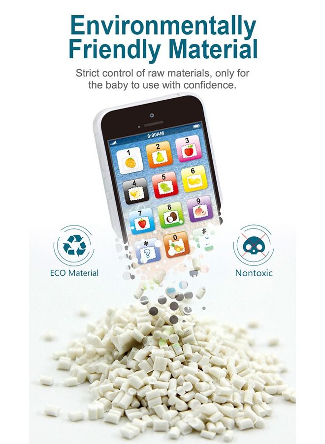 Simulation Mobile Phone Toy for Kids, Children's Multi-Functional Learning Early Education Toy Mobile Phone with Light & Music & Sound, Suitable for Boys and Girls 18 Months + (Black) - Image 4