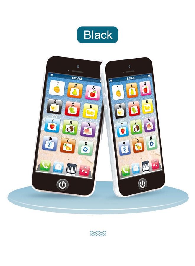 Simulation Mobile Phone Toy for Kids, Children's Multi-Functional Learning Early Education Toy Mobile Phone with Light & Music & Sound, Suitable for Boys and Girls 18 Months + (Black) - Image 5