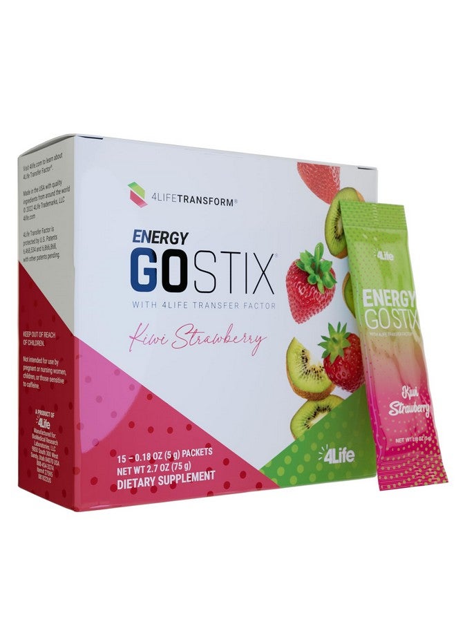 4life 4Life Energy Go Stix - Healthy Energy Source - Kiwi Strawberry Drink Mix - Contains Natural Caffeine from Guarana, Maca, Yerba Mate, and Green Tea Leaf Extract - 15 Packets - Image 1