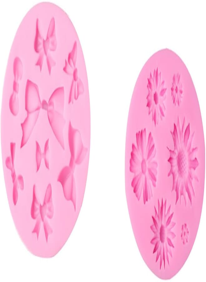 fashion mania 2PCS Sunflower Fondant Molds Sunflower Stamen Silicone Mold For Cake Decorating Cupcake Topper Chocolate Candy Polymer Clay Gum Paste