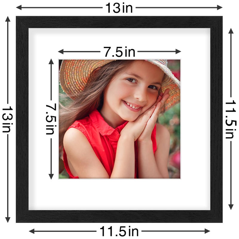 Vittanly 12x12 Picture Frames Set of 9, Display 8x8 Pictures with Mat or 12x12 without Mat, Photo Frames for Wall Mount, Engineered Wood, Black&Brown&Distressed White - Image 3