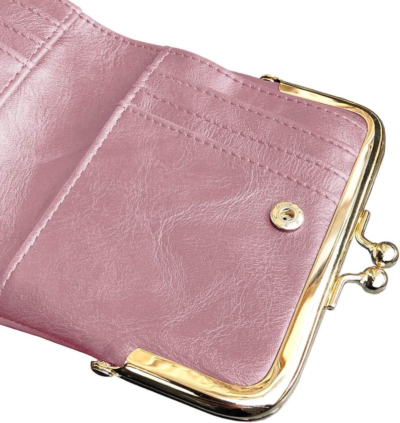 AOXONEL Womens Wallet Small Rfid Ladies Compact Bifold Leather Vintage Coin Purse With Zipper and Kiss Lock - Image 5
