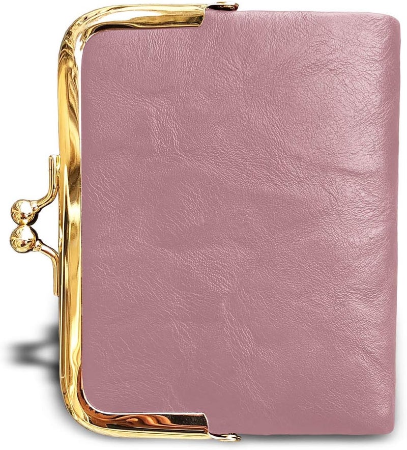 AOXONEL Womens Wallet Small Rfid Ladies Compact Bifold Leather Vintage Coin Purse With Zipper and Kiss Lock - Image 3
