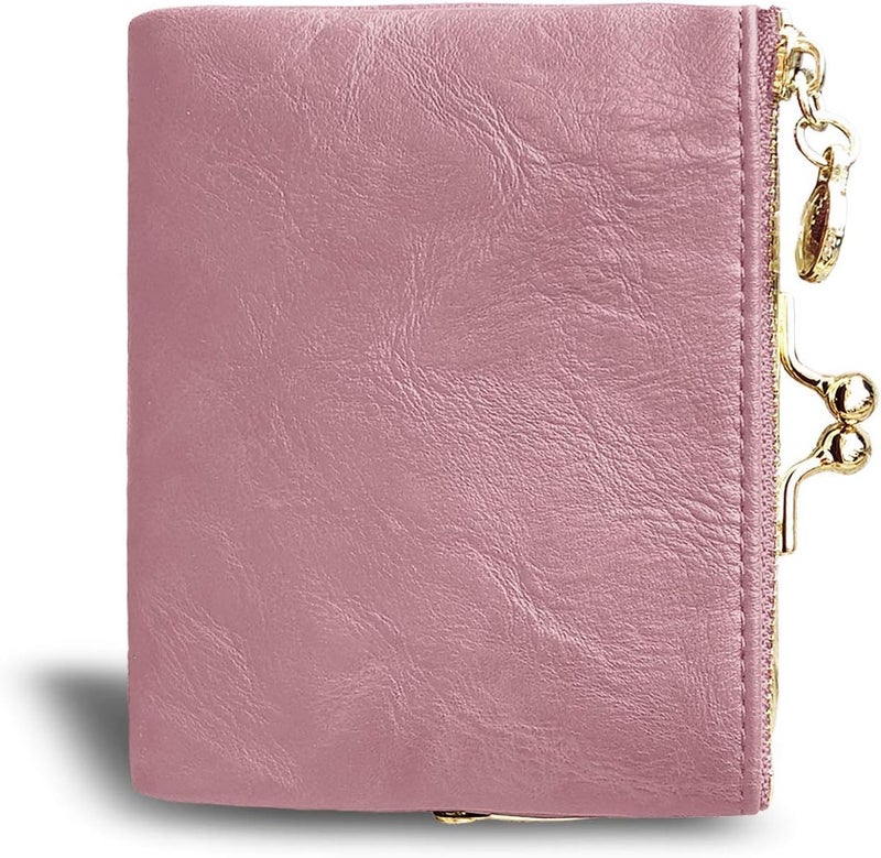 AOXONEL Womens Wallet Small Rfid Ladies Compact Bifold Leather Vintage Coin Purse With Zipper and Kiss Lock - Image 4