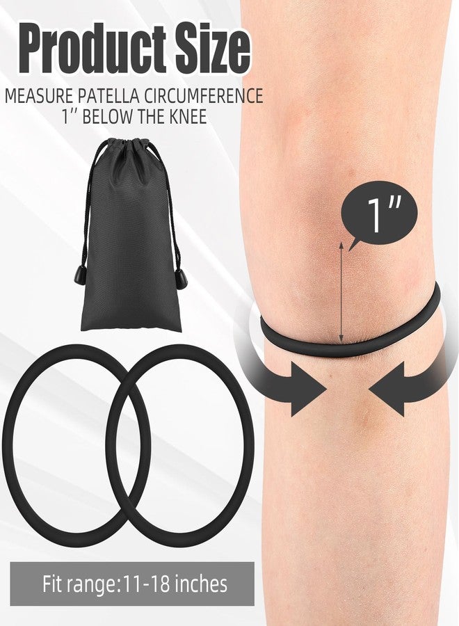 WinnerWhy 2 Pcs Silicone Patella Tendon Support Strap Patella Band Knee Band for Knee Pain Knee Strap Brace Support for Volleyball Basketball Running Soccer(Black) - Image 2