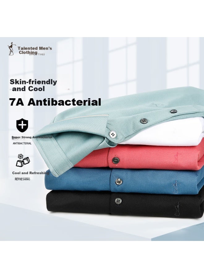 TRIES Caizi Men'S Polo Shirt, Summer Short Sleeve, 7A Antibacterial, Cool And Breathable, Jacquard Contrasting Collar, Embroidered Lapel Top - Image 1