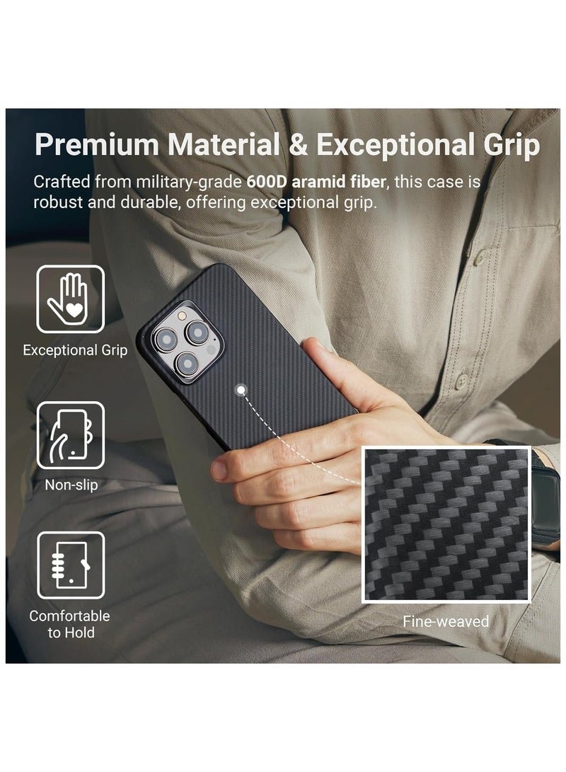 Case for iPhone 16 Pro with MagSafe, Slim & Light Minimalist Style Protective Cover, 1500D Aramid Fiber Made, Carbon Fiber Texture, Sunrise Blue - Image 2