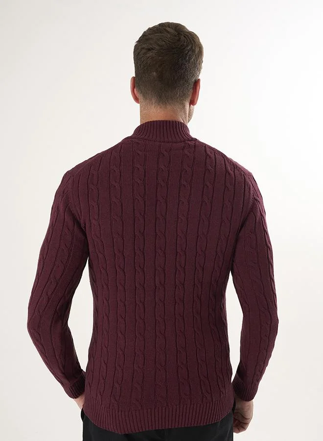 FELIX HARDY Bordeaux Cable Knit Cardigan for Men | Best Price UAE