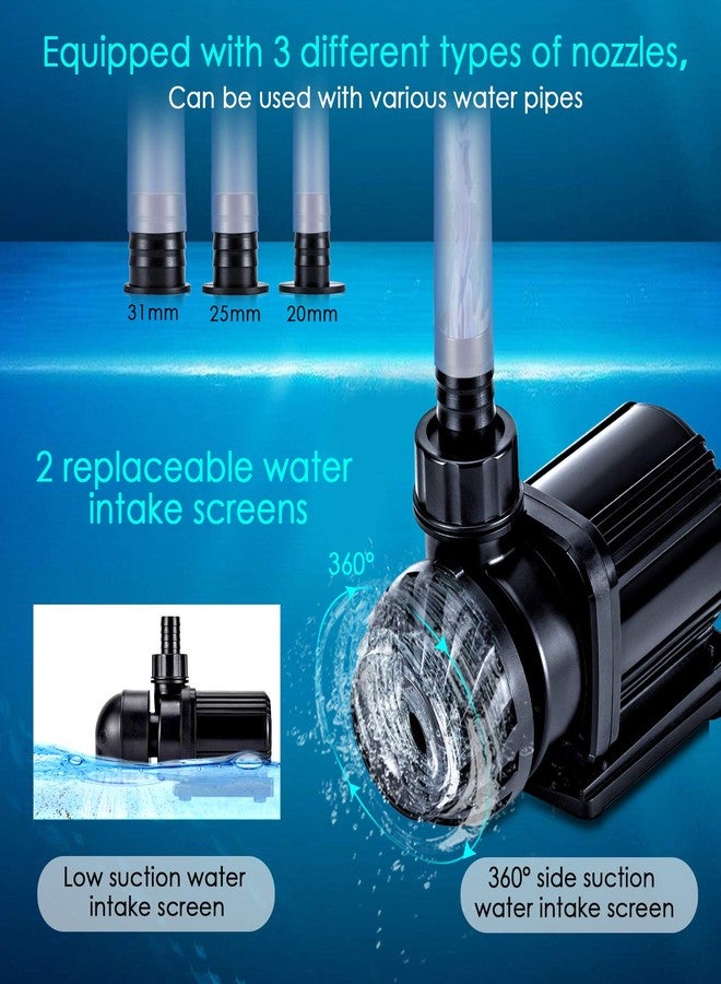 AQQA Controllable Aquarium Water Pump,45W 12000GPH Circulation Make Wave/Feed Mode/20 Options Flow Adjustable, Amphibious Submersible or Land Powerful Return Pump for Saltwater & Freshwater - Image 2