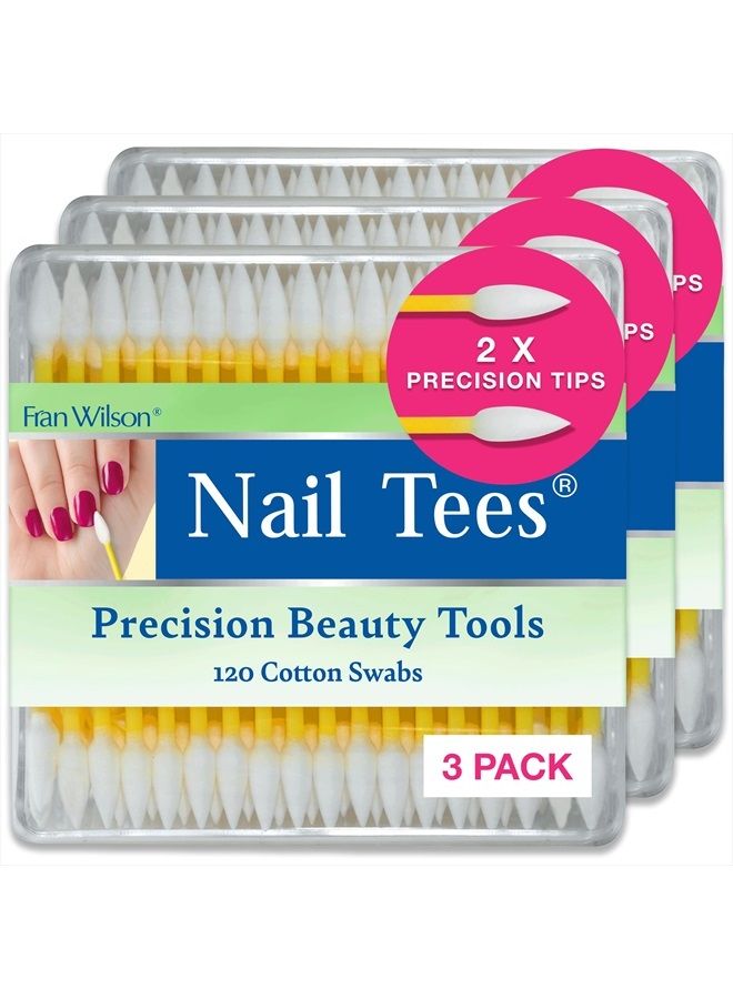 Fran Wilson NAIL TEES COTTON TIPS 120 Count (3 PACK) - The Ultimate Nail Tool, Multi-Purpose Double-sided Swabs with Pointed Ends for Precise Touch-ups and the Perfect At-Home Manicure & Pedicure - Image 1