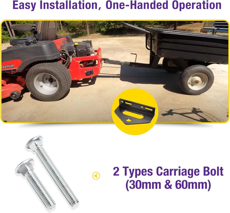 HOWBOW Zero Turn Mower Trailer Tow Hitch - Heavy Duty Steel with Carriage Bolt Hardware - Image 4