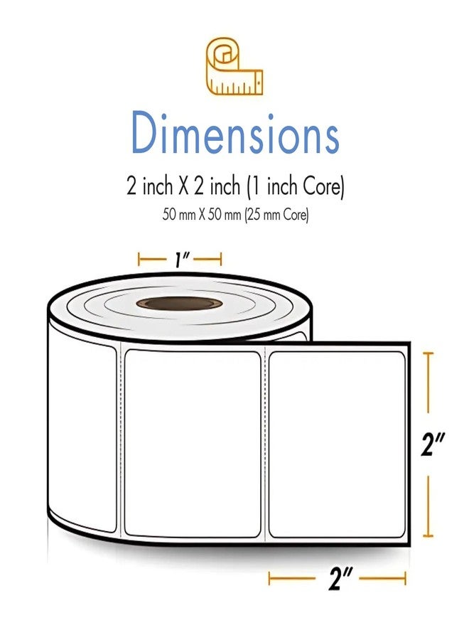 Gitru Direct Thermal Labels, 50mm x 50mm, 2x2 Inch 1000 Labels per Roll, White Self-Adhesive Barcode Stickers, for Barcode Label Printers Print MRP Labels, Product Etc (6 Rolls(6000 Labels)) - Image 3