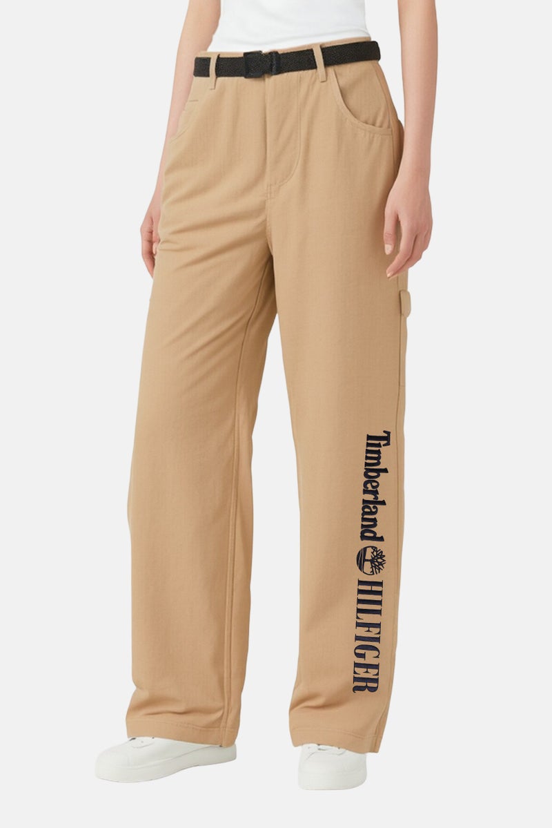 Timberland x Tommy Hilfiger Women Solid No Stretch Carpenter  Straight Pants, Beige - Image 1