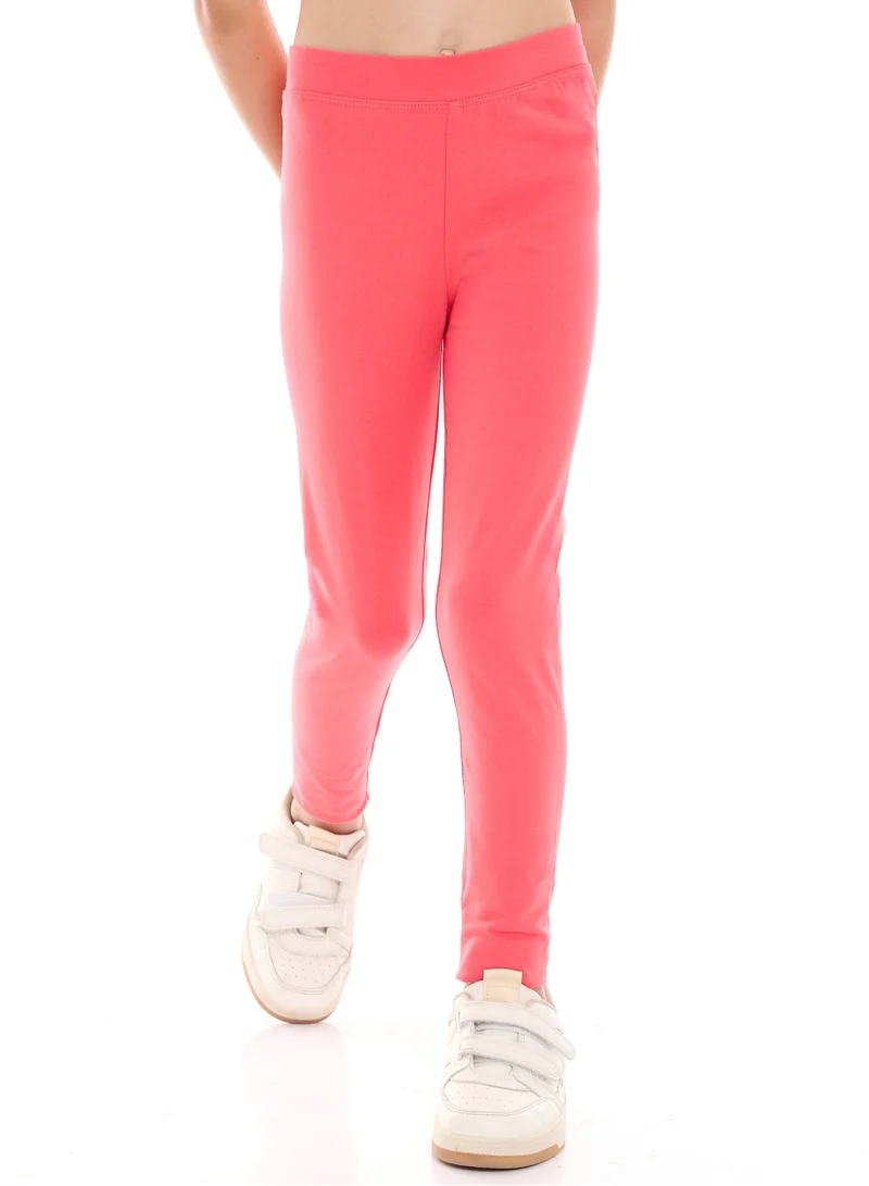 Victor And Jane  Girls’ 2-Piece Outfit Set - (2-8 Years) Offwhite Tee & Coral Legging for Women | Best Price UAE