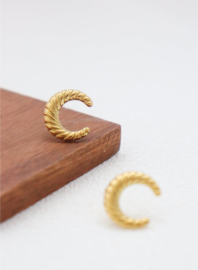 Chic & Comfy Gold Hoop Earrings for Women - Lightweight crescent/moon shaped earrings that are open (c-shaped) earring, Hypoallergenic Earrings, Simple Minimalist Earring, Trendy Fashion Jewelry, No Gemstone, Nickel-Free Lead-Free, Everyday Wedding Birthday Gift for Women and Girls - Image 5