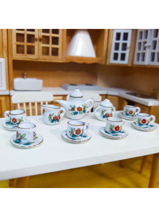 Pocket Story Mini Ceramic Tea Set Children Play House Educational Toys Handmade Model Diy Doll House Accessories-Color:Blue Cloth Impression - Image 2