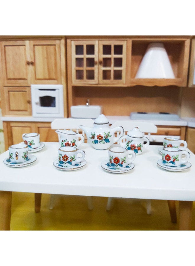 Pocket Story Mini Ceramic Tea Set Children Play House Educational Toys Handmade Model Diy Doll House Accessories-Color:Blue Cloth Impression - Image 4