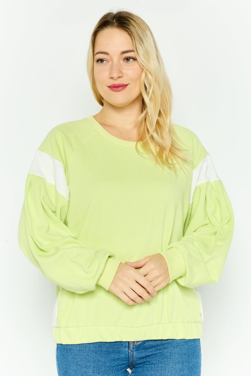 Levi's Women Crew Neck Long Sleeves Plain Sweatshirt, Lime - Image 1