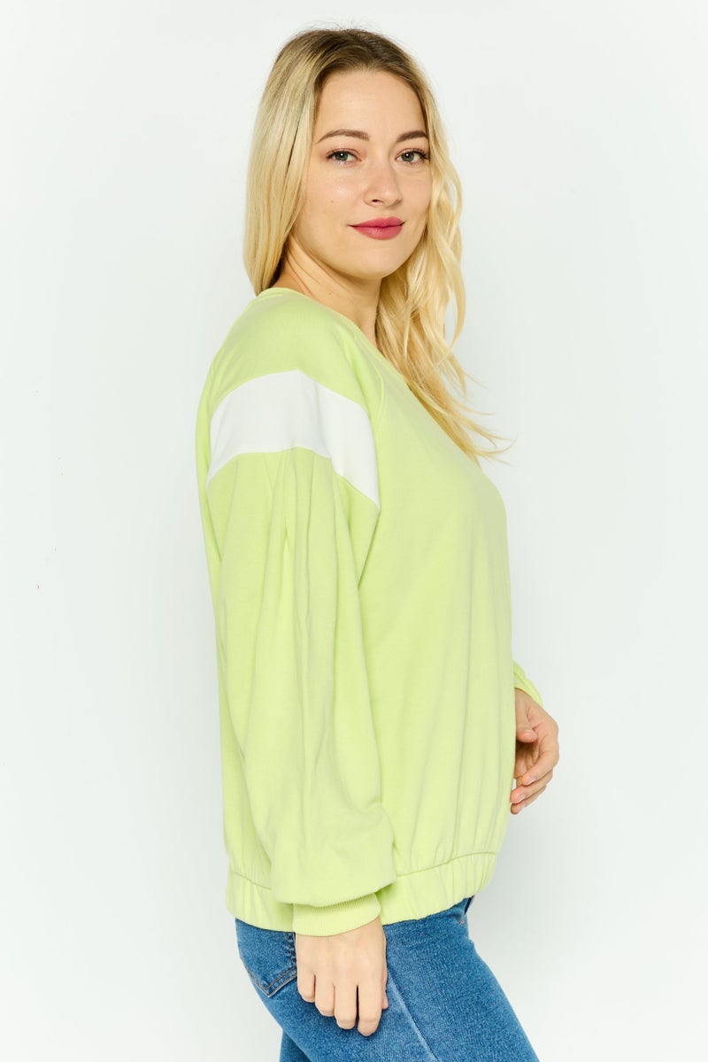 Levi's Women Crew Neck Long Sleeves Plain Sweatshirt, Lime - Image 3