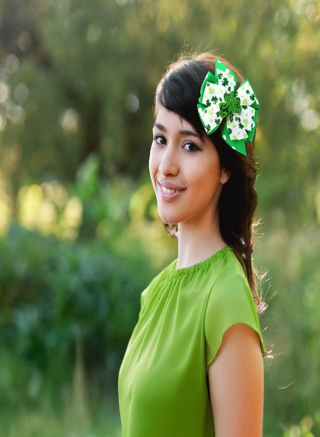 قطعتان من ربطات الشعر لعيد القديس باتريك، مشابك شعر برسيم أخضر لامع، ربطات شعر على شكل فيونكة من شريط نبات النفل الأيرلندي، إكسسوارات شعر لحفلات تنكرية أيرلندية، هدية مثالية لعيد القديس باتريك للنساء - Image 5
