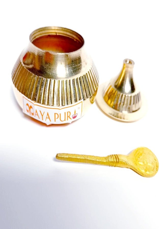 MAYAPURI Pital Sindoor Dibbi/Kumkum/Golden Sindur Box with Stick, Standard Size - Image 3
