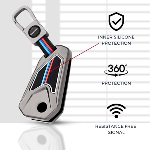 KEYCEPT Metal Alloy Key Cover for Compatible for Universal Bike Hero, RE, Bajaj, TVS, Yamaha, Meteor, Honda, Jawa Bikes flip Key with Keychain (Short Keychain) - Image 5