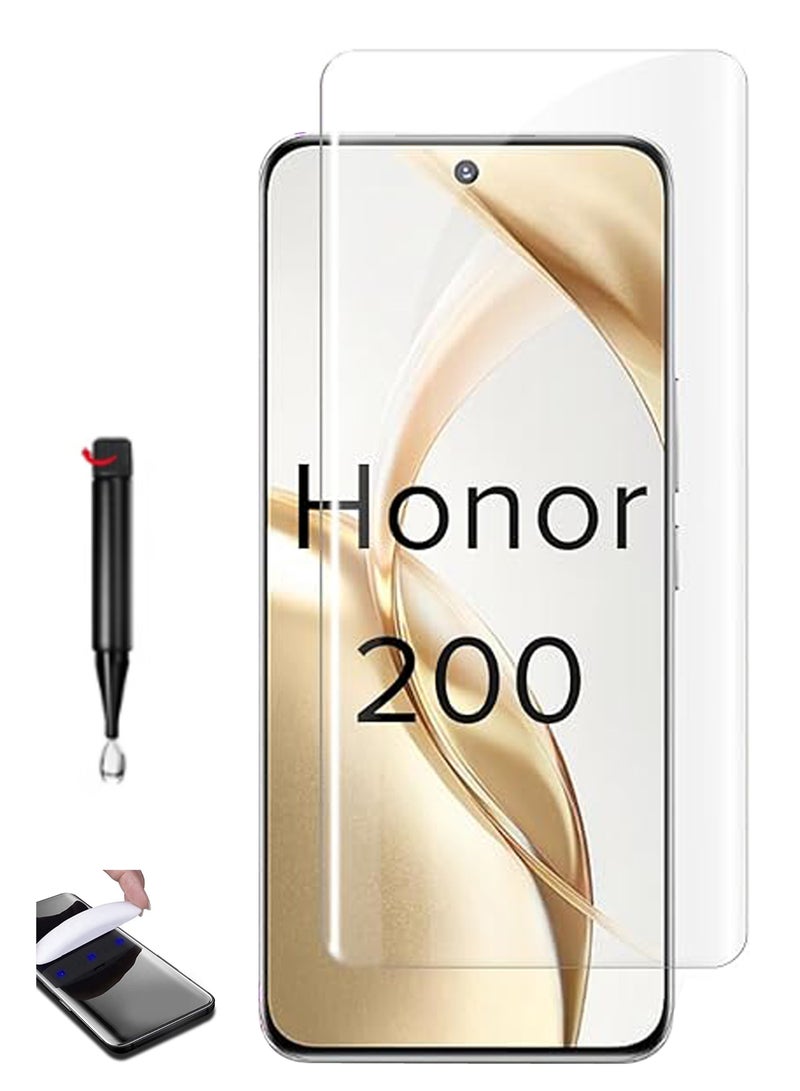For Honor 200 5G - UV Advanced Premium Tempered Glass Screen Protector Guard , Full Adhesive UV Curved Case Friendly HD Clarity With Installation Kit  - Image 1