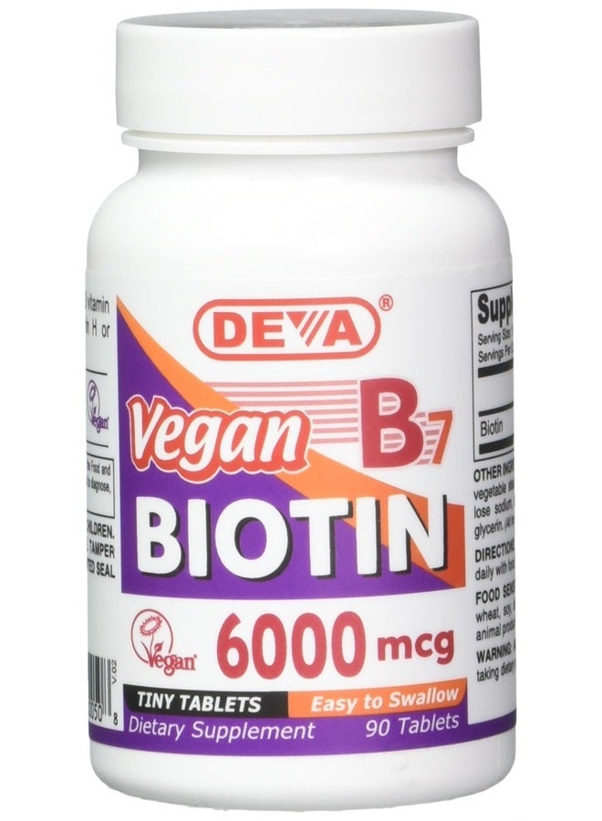 Deva Nutrition Deva Vegan Vitamins Biotin 6000 mcg Tablets, 90Count - Image 1