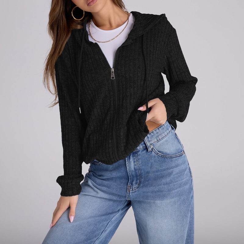 Witsmile Sweatshirt for Women Zip Up Womens Workout Clothes Casual Long Sleeve Track Jackets Black - Image 4