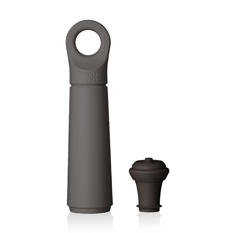 Vacu Vin Wine Saver Loop - Designed and Made in the Netherlands - Vacuum Wine Stopper Keeps Your Wine Fresh for up to 10 Days - Reusable, Made with 98% Recycled Material - 1 Pump, 1 Stopper, Graphite - Image 1