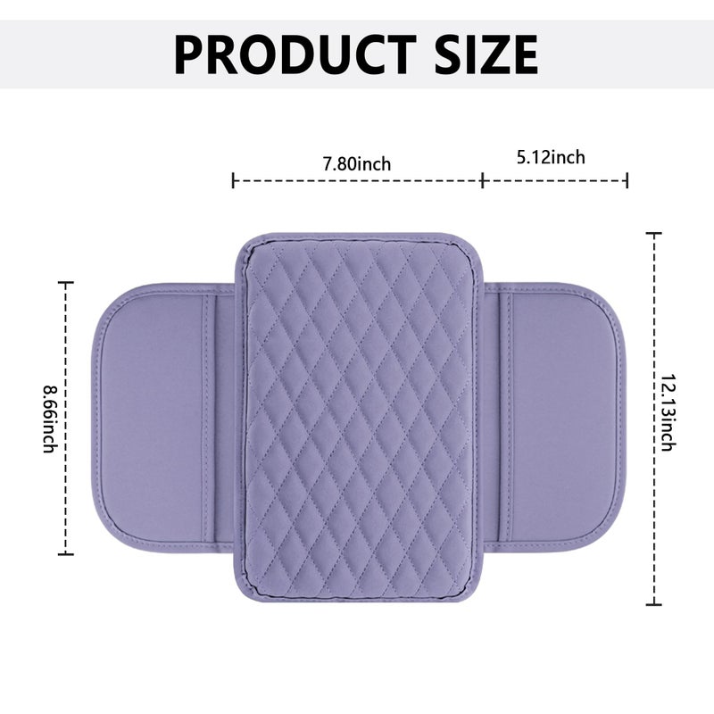 Stacool Upgraded Car Center Console Cover,Microfiber Leather Car Armrest Cover Cushion with 2 Storage Bags,Universal Cars Armrest Storage Box Cars Interior Accessories for Most Vehicles (Purple) - Image 2