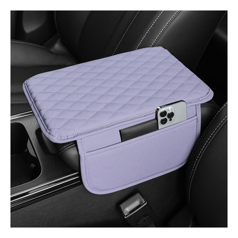 Stacool Upgraded Car Center Console Cover,Microfiber Leather Car Armrest Cover Cushion with 2 Storage Bags,Universal Cars Armrest Storage Box Cars Interior Accessories for Most Vehicles (Purple) - Image 1