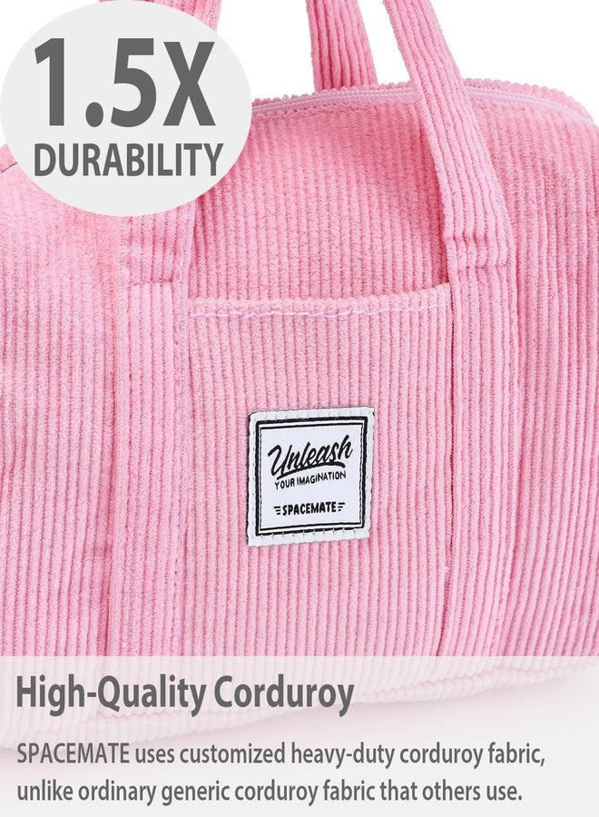 SPACEMATE Pencil Case Pouch Box Bag School Supplies Girls Boys Kids, Cute Preppy Stuff Large Big Capacity Aesthetic Pen Organizer, Back to College Stationary, Light Pink, Corduroy Style, 1600ml - Image 3