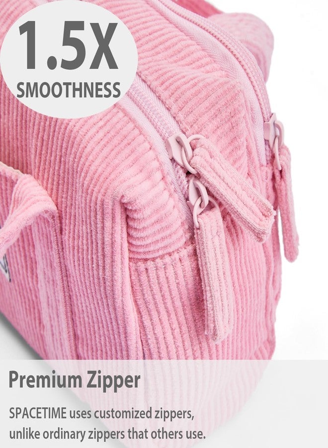 SPACEMATE Pencil Case Pouch Box Bag School Supplies Girls Boys Kids, Cute Preppy Stuff Large Big Capacity Aesthetic Pen Organizer, Back to College Stationary, Light Pink, Corduroy Style, 1600ml - Image 4