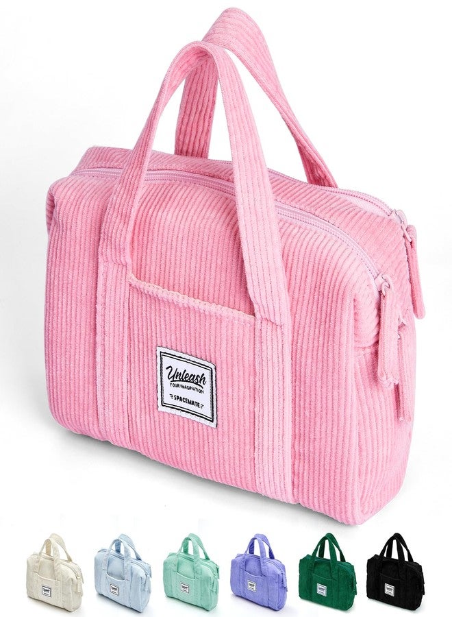 SPACEMATE Pencil Case Pouch Box Bag School Supplies Girls Boys Kids, Cute Preppy Stuff Large Big Capacity Aesthetic Pen Organizer, Back to College Stationary, Light Pink, Corduroy Style, 1600ml - Image 1
