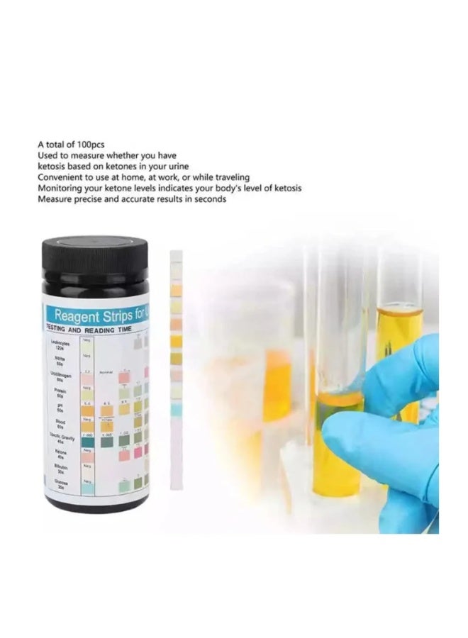 URS-10T Reagent for Urinalysis 100 Pieces Contain Leukocytes Nitrite Urobilinogen Protein pH Blood Specific Gravity Ketone Bilirubin Glucose Test Analysis Urine Test Strips for Testing Body Urine Ketosis Levels, Paleo and Low Carb Diets - Image 2