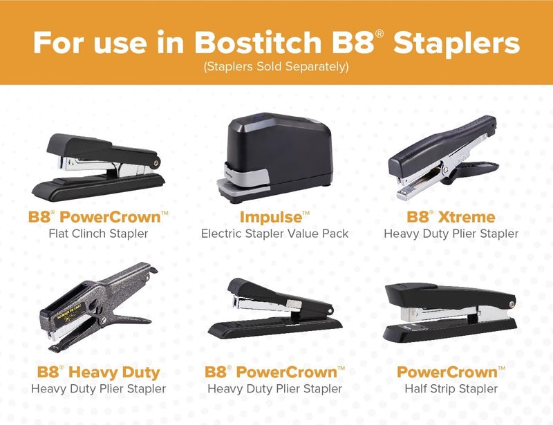 بوستيتش دبابيس Office B8 PowerCrown مقاس 0.25 بوصة، عبوة تحتوي على 40,000 دبوس (STCRP21151/4-8)، لون فضي - Image 3