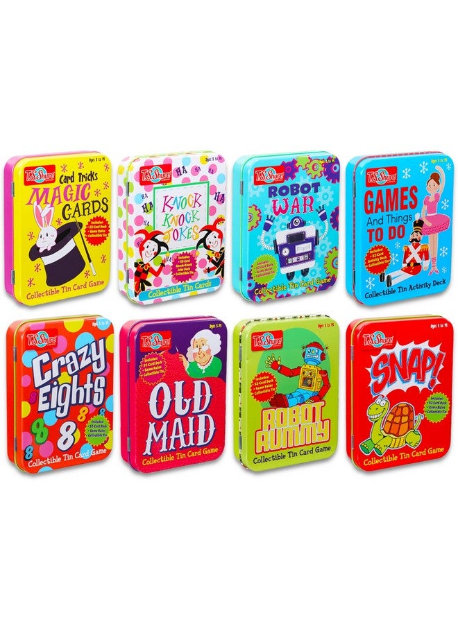 Bendon 8 Pack Card Games - Tin Case Travel Table Games and Activities, Old Maid, War, Magic Card Tricks, Crazy Eights, More | Family Game Night Bundle  - Image 2