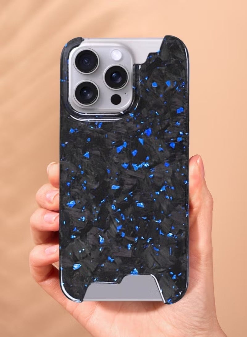 2025 Magnetic 100% Real Carbon Fiber Slim Dry Hard Pc Phone Cover Carbon Fiber Phone Case Iphone 16 Pro ( Blue) - Image 1