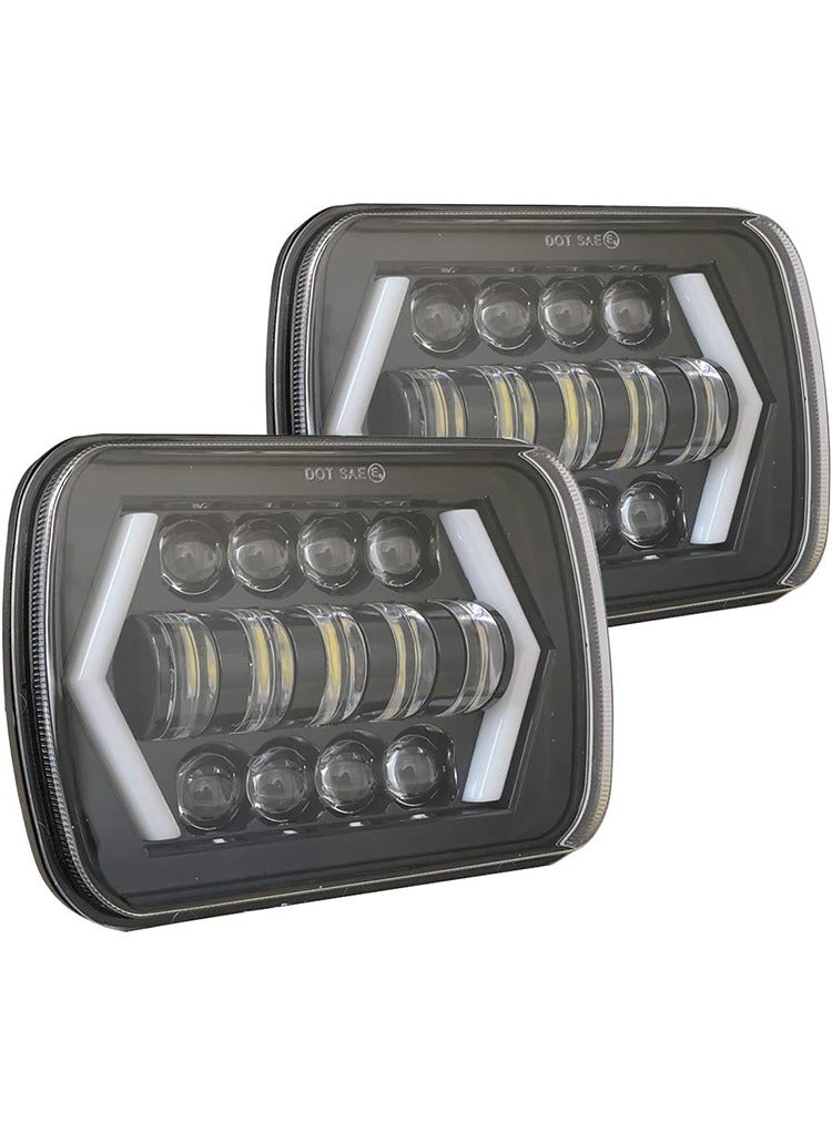 MR.SMART Mr Smart DOT SAE LED Headlights, 5x7 inches, 4 Modes with High/Low Beam, DRL, Turn Signal, Black  - Image 1