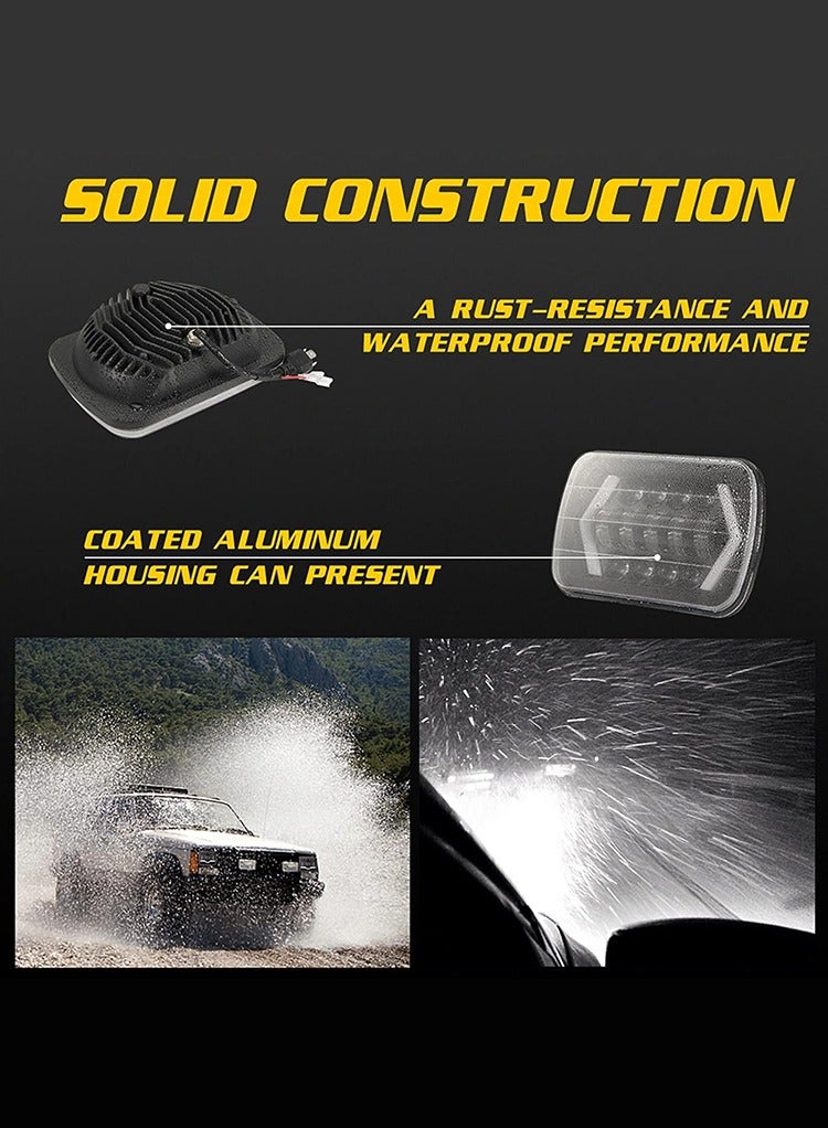 MR.SMART Mr Smart DOT SAE LED Headlights, 5x7 inches, 4 Modes with High/Low Beam, DRL, Turn Signal, Black  - Image 4