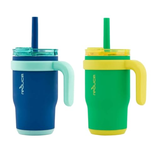 REDUCE reduce 14oz Coldee Tumbler with Handle for Kids Leakproof Insulated Stainless Steel Mug with Lid & Straw - Image 2