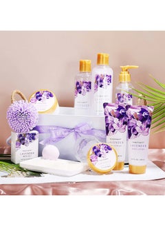 BODY & EARTH Gift Baskets For Women 11 Pcs Lavender Spa Gifts For Women with Bubble Bath Body Lotion Sets, Bath and Body Gifts Set For Women Christmas Gifts for Women Spa Gift Sets  - Image 2