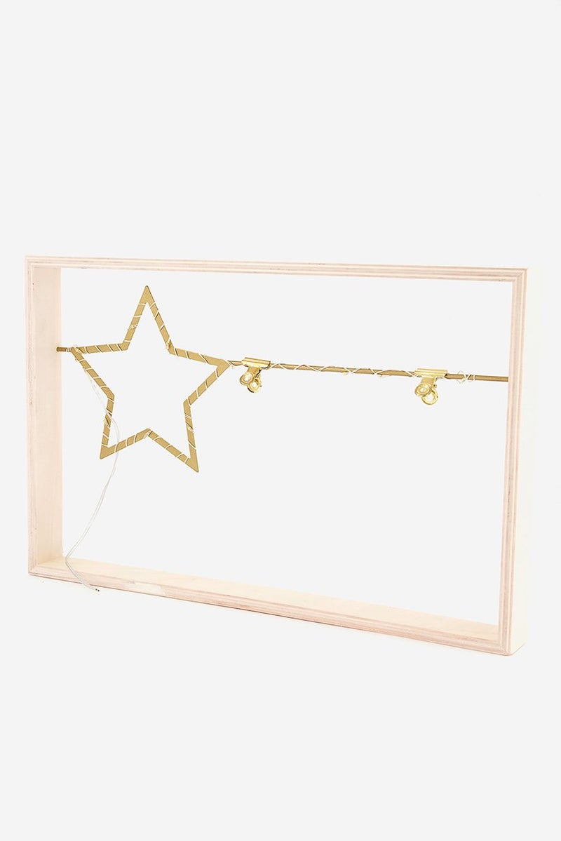 Tchibo Picture Frame With LED, Gold and Wood Combo - Image 1